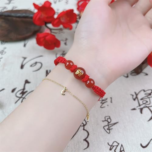 2026 Chinese New Year of Horse Bracelets for Women Men, 12 Chinese Zodiac Bracelet Good Luck Red String Animal Horse Charm Braided Bangle Adjustable Jewelry Gift - color: Circle-2pcs