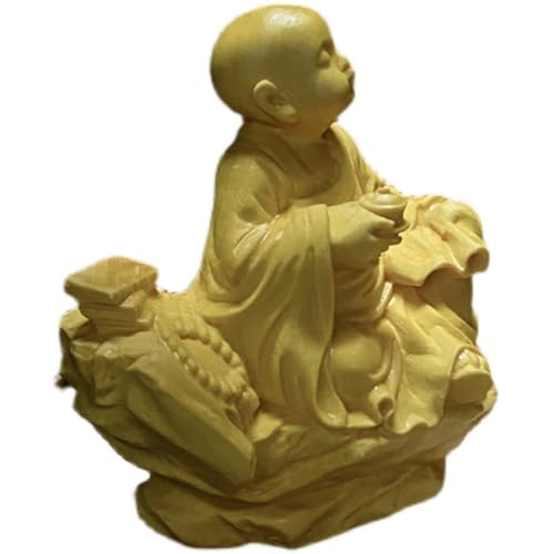 Antique Monks Wooden Statue Accents Zen Meditation Wood Sculpture Decor for Living Room Spa Or Yoga Studio Centerpiece Books Living Room Bedroom Ornament