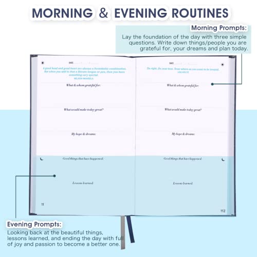 Daily Gratitude Journal/Planner - Five Minutes A Day to Be Grateful, Undated Guided Journal with Simple Guided Format to Track Your Growth, Weekly Growing Challenge Part with Quotes for Happiness