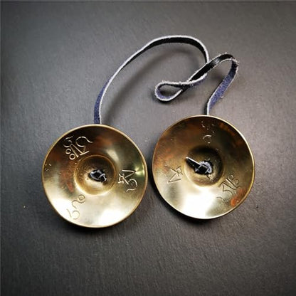 Tibetan Tingsha Bell Set - Tibetan Cymbals - for Sound Healing, Yoga, Meditation, and Mindfulness,Handmade in Nepal,Made of Bronze,Om Mantra Pattern,6.5cm/2.6 inch - color: 9-Bronze-Om-6.5cm