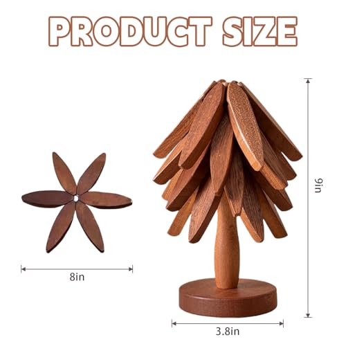 Natural Foldable Black Walnut Wooden Trivet Set - 4 Trivets + 1 Stand for Hot Dishes, Pot, Bowl, Teapot, Hot Pot Holders (Black Walnut 2PCS) - color: Black Walnut 2pcs