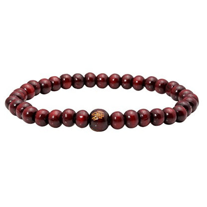 5mm Wood Beaded Bracelet Buddha Bracelet Elastic 6" - color: Red 1, size: 6mm