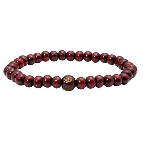 5mm Wood Beaded Bracelet Buddha Bracelet Elastic 6" - color: Red 1, size: 6mm