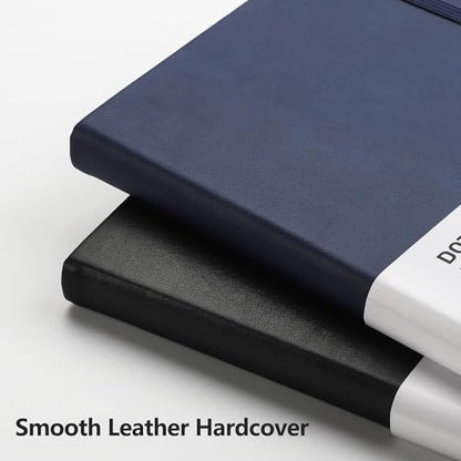 RETTACY Dotted Journal Notebook, 192 Pages, A5 Medium Size (5.7'' x 8.3''), Leather Hardcover, 100 GSM Thick Paper, for Journaling, Planning, Tracking (Navy Blue) - color: Navy Blue, style: Dotted