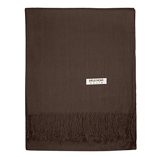 Falari Women's Soft Solid Color Pashmina Shawl Wrap Scarf, for Wedding, Bridesmaid Gifts, Evening Dress - color: Chocolate Brown