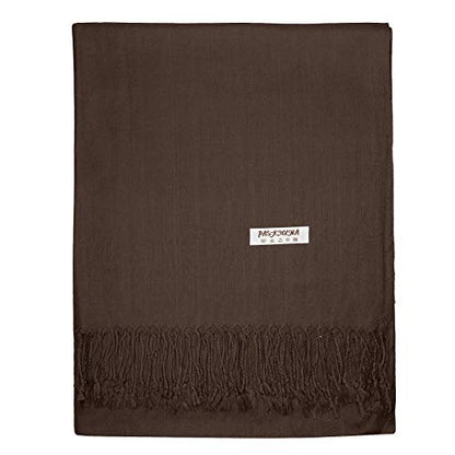 Falari Women's Soft Solid Color Pashmina Shawl Wrap Scarf, for Wedding, Bridesmaid Gifts, Evening Dress - color: Chocolate Brown