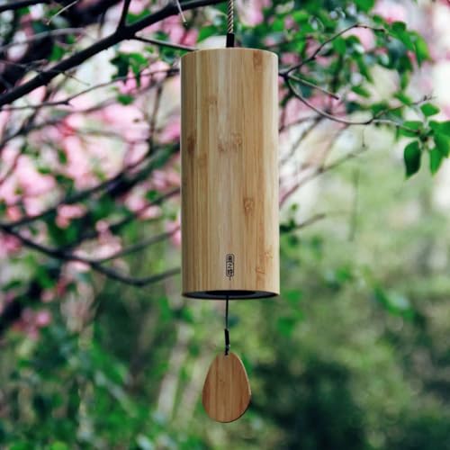 Meditation Bamboo Wind Chimes, Wood Wind Bell for Sound Bath Relaxation Home Decoration(Spring) - color: Spring