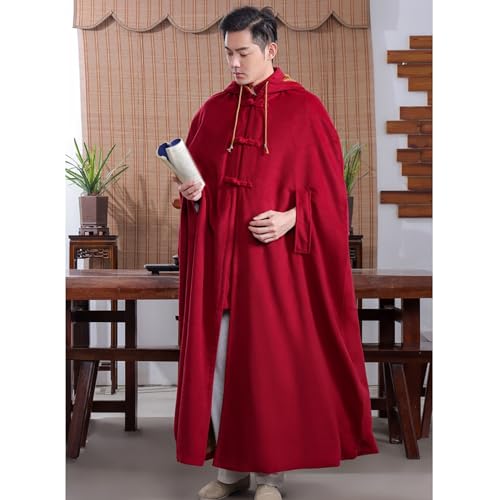 Meditation Buddhist Hooded Cloak Coat, Winter Meditation Cloak Zen Cloak Men and Women, Plush Cloak(Khaki)(XL) - color: Khaki, size: X-Large