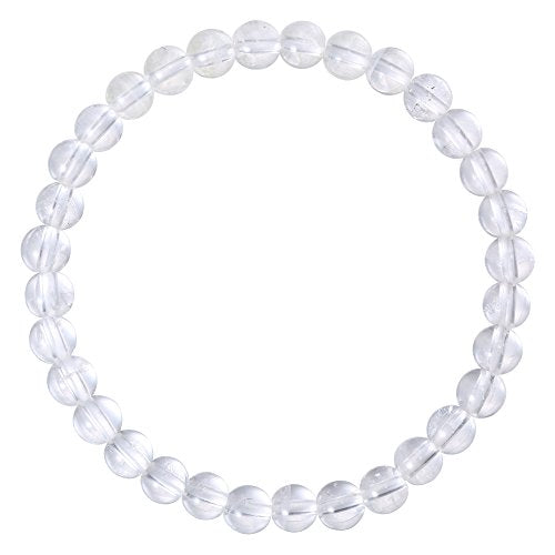 BRCbeads Gemstone Bracelets Natural Gemstone Birthstone Handmade Healing Power Crystal Beads Elastic Stretch 7.5 Inch Gift Box Unisex - color: Clear Quartz