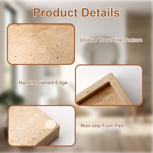 Natural Travertine Guest Towel Holder, Stone Napkin Holder for Bathroom,Gorgeous Bathroom Napkin Holder Tray, Stylish Guest Towel Holder Tray for Bathroom Toilet Dining Table, Beige - size: 9.7x5.5 Inch