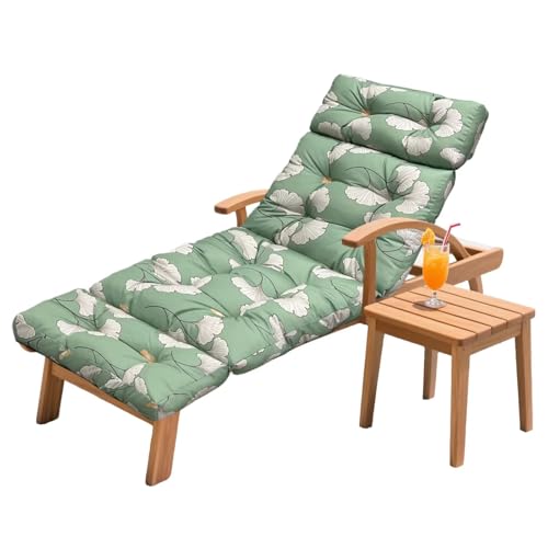 Outdoor Chaise Lounge Chair Cushion 75.1 x 23.6 x 4.7in, Waterproof Replacement Cotton Patio Thickened Pool Lounge Chair Cushion with Ties for Patio Outdoor Furniture,Ginkgo Breeze - color: Ginkgo Breeze