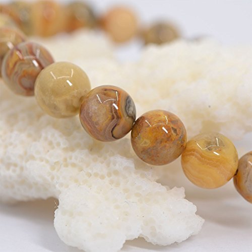 Justinstones 8mm Round Beads Stretch Bracelet 7 Inch Unisex - color: Crazy Lace Agate