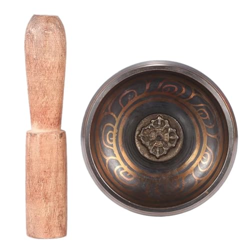 Singing Bowl Handmade Buddha Sound Bowl Bell Metal with Striker Buddhism Meditation Relaxation，D 2.8in