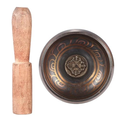 Singing Bowl Handmade Buddha Sound Bowl Bell Metal with Striker Buddhism Meditation Relaxation，D 2.8in