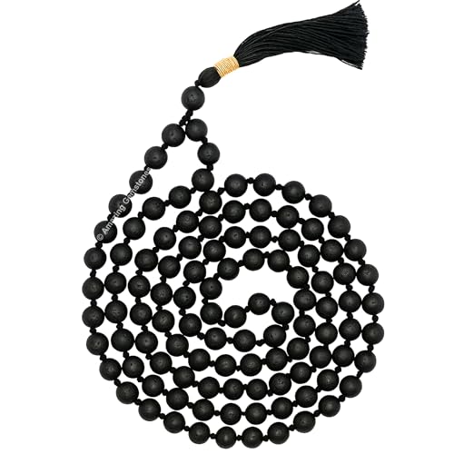 Amazing Gemstone Lavastone Mala Beads - 108 Prayer Beads for Meditation and Mindfulness Practice, Handcrafted Mala Beads with Natural Gemstones for Spiritual Healing and Relaxation (Knotted) - color: Lava Stone, style: Knotted