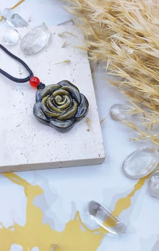 Crystal Pendant Necklaces Healing love Women's Men's choker Obsidian Tiger eye White Crystal Black Gold waterproof dainty Charm stackable statement Cute Stone necklace Unisex - style: Golden Obsidian Rose
