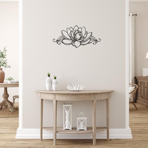 YATEASLU Lotus Wall Art, Zen Wall Decor with Mandala Design, Metal Lotus Flower Spiritual Decor for Home, Measuring Ideal for Yoga Meditation, A Gift for Yoga Lovers