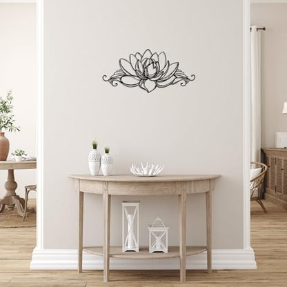 YATEASLU Lotus Wall Art, Zen Wall Decor with Mandala Design, Metal Lotus Flower Spiritual Decor for Home, Measuring Ideal for Yoga Meditation, A Gift for Yoga Lovers