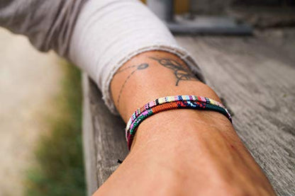 Made by Nami 2 Pcs Boho Surfer Bracelets for Women and Men Waterproof and Adjustable Braided Bracelets Set of 2 for Ethnic Hippie Style - color: Yellow & Ethnic