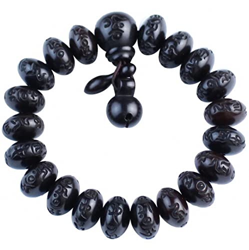 Tibetan Buddhist Mala Buddha Bracelet Natural Wood Bead Bracelet Om Meditation Yoga Prayer Bracelets - color: C, size: 15mm