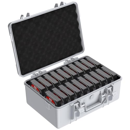 ORICO Hard Drive Case 3.5inch 20-Bay HDD/SSD Multi-Protection Storage Suitcase with Foam Hard Case Shockproof Anti-Static MoistureProof Carrying Box-PSC L20