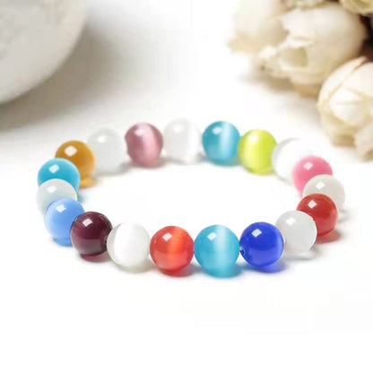 Fuqimanman2020 Healing Natural Stone Stretch Bracelet Strand Chakra Crystal Beaded Energy Reiki Spirituality for Women Conservancy Meditation Protection Jewelry - color: Rainbow