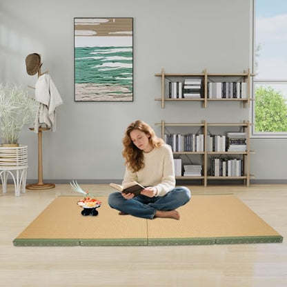 Coconut Fiber Floor Mat, 78"x39" Foldable Tatami Mattress, Breathable Meditation Mat, Eco-Friendly, Supportive Yoga/Bed Mat for Home, Meditation, Tea Room - color: Green