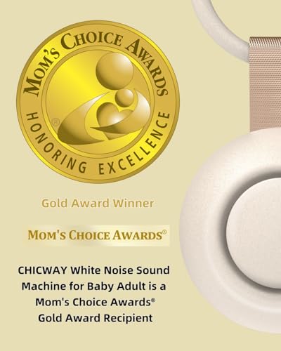 CHICWAY 2026 Mom's Choice Awards, White Noise Sound Machine for Baby Adult, AI Cry Detection, 18 Soothing Sound, Bluetooth Rechargeable Portable Sound Machine for Office, Travel, Nursery Light, Gray