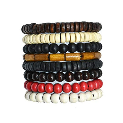 COLORFUL BLING 4Pcs Classic Natural Sandalwood Bead Bracelet Strand Wood Tibetan for Men Women Meditation Buddhist Mala Prayer Jewelry - color: 8pcs