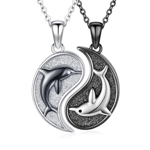 Yin Yang Necklaces for Women Men 925 Sterling Silver Pendant Necklace Yin Yang Jewelry for Women Men Couples - style: Dolphin