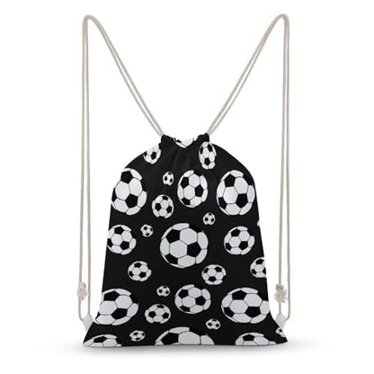 Soccer Balls Football Portable Canvas Drawstring Backpack with Drawstring Pockets 35x50cm - color: Soccer Balls Football, size: 35x50cm