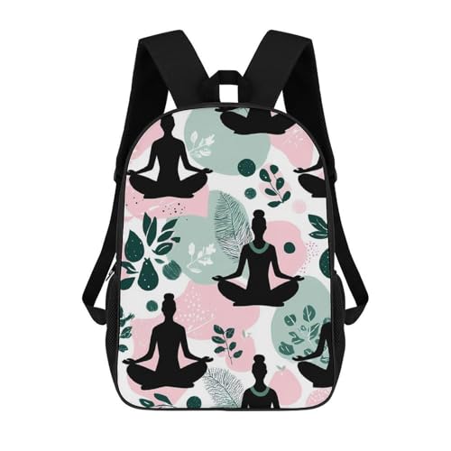 Meditation Yoga Nature 17 Inch Travel Backpack Casual Daypacks Computer Shoulder Bag for Work Shopping