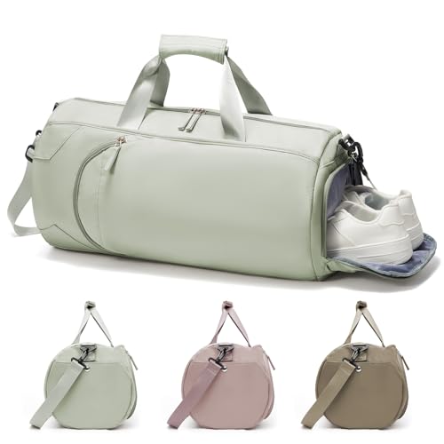 Gym Bag for Women And Mens with Shoe Compartment, Large Duffle Bag with Wet Pocket Carry-on Gym Duffle Bag for Travel and Sports Weekender Overnight Workout Bag Grass Green - color: I3-Grass Green