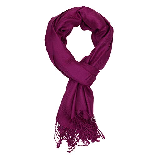 Falari Women's Soft Solid Color Pashmina Shawl Wrap Scarf, for Wedding, Bridesmaid Gifts, Evening Dress - color: Plum