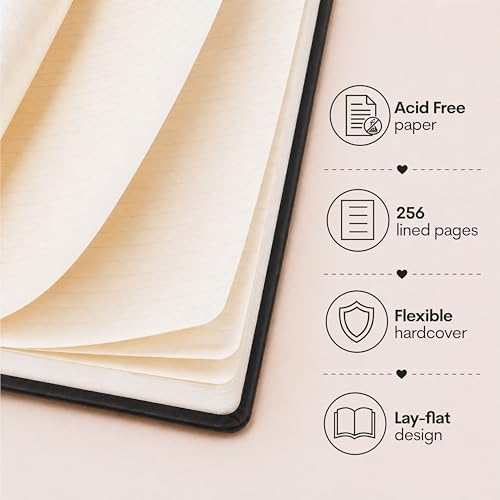 Eccolo Lined Journal Notebook, Flexi-Cover, Reminders, 256 Ruled Pages, Medium 5.75-x-8.25 inches