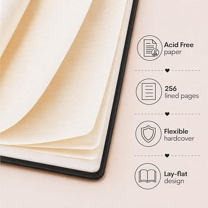 Eccolo Lined Journal Notebook, Flexi-Cover, Reminders, 256 Ruled Pages, Medium 5.75-x-8.25 inches
