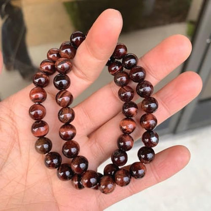 Adabele 1pc Natural Stretch Gemstone Bracelet 8mm (0.31") Bead 7 Inch to 8.5 inch Healing Crystal Energy Quartz Chakra Jewelry Women Unisex Birthday Gift - color: Red Tiger Eye, size: 7 inch
