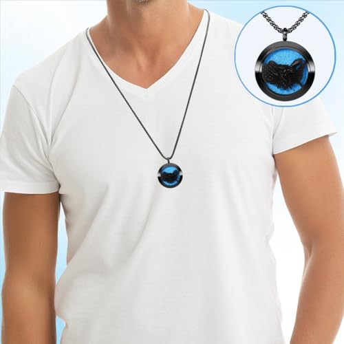 Aromatherapy Diffuser Necklace-Eagles Essential Oil Necklace,Aromatherapy Diffuser Pendant for Men and Women,Portable,Suitable for Yoga,Meditation,Travel,Stress Relief Gift(Black 30mm) - color: Eagles Black