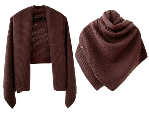 Shawl Wraps Women Fashion Knitted Shawls and Wraps Cardigan Cape Crochet Winter Shoulder Top Sweater Shawl Scarf - color: A Dark Coffee