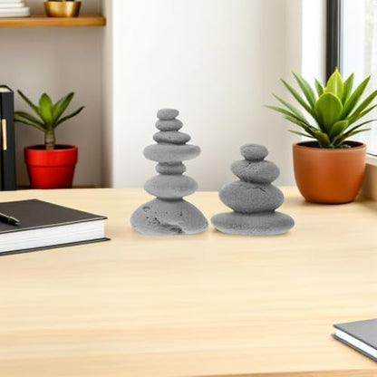 VOSAREA 2pcs Stone Sculptures Stacking Stone Statue Handmade Rocks Statues Garden Rocks Cairn Balancing Yoga Meditation Accessories Micro Landscape Ornament for Home Office
