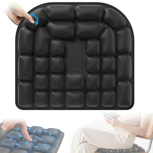 Inflatable Seat Cushion Self-Inflating No Pump Needed, Portable Adjustable 3D Airbag Ergonomic Cushion for Airplane Travel, Car, Office Chair, Wheelchair, Camping, Long Sitting Comfort