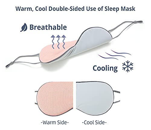 Sleeping Mask 2 Pack, Warm, Cool Double-Sided Use of Sleep Mask, Super Soft Blindfold with Adjustable Strap, Block Out Light, Comfort Sleep Eye Mask for Travel Meditation Nap - color: Blue/Pink + Purple/Pink