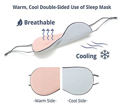 Sleeping Mask 2 Pack, Warm, Cool Double-Sided Use of Sleep Mask, Super Soft Blindfold with Adjustable Strap, Block Out Light, Comfort Sleep Eye Mask for Travel Meditation Nap - color: Blue/Pink + Purple/Pink