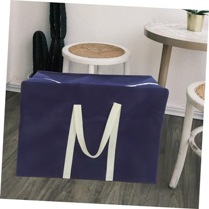 KOMBIUDA Folding Large Storage Bag Versatile Comforter Container for Clothes Quilts Sundries Space Saving Non Woven for Travel Moving Gym Use Navy Blue