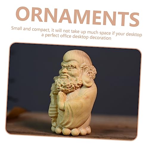Holibanna Zen Bodhidharma Wooden Statue Ornament Hand-Carved Cypress Decor for Tea Room Artistic Home Decoration Lightweight and Craft