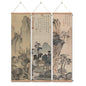 xinyuru Chinese Ancient Landscape Wall Art Poster,Tradition Canvas Printing,Oak Wood Scroll Painting Decor for Bedroom Living room (Landscape 01, 12”x41”x3 Piece)