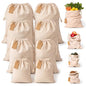 LEAFICO Muslin Cloth Bags with Drawstrings - Set of 8 (S, M, L, XL) - Reusable Natural Cotton Bags for Bulk Food Storage - Canvas Fabric Sachets - size: Set of 8 Mixed (S,M,L,XL)