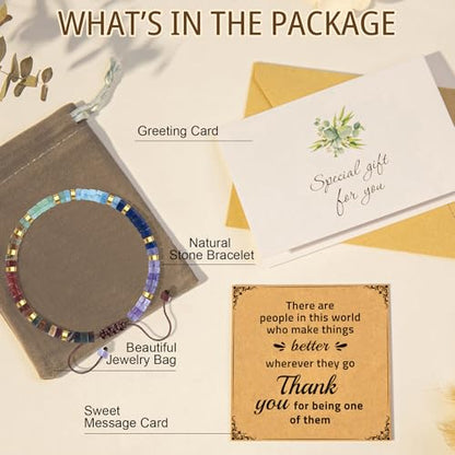 Thank You Gifts for Women: Teacher Appreciation Office Gifts for Coworkers Employee Boss Lady Manager Colleague Natural Stone Bracelet - color: Rainbow II-BETTER