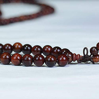 JAJAFOOK 6mm 8mm 10mm 12mm Natural Fragrant Mahogany 108 Mala Meditation Beads Tibetan Buddhism Prayer Beads Round Polished Rosary for Men Women - style: 06mm