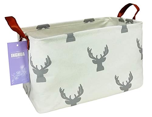 Rectangular Storage Basket Fabric Organizer Bin for Toys,Books,Clothes,Gifts,Pets-Perfect for Home,Office,Nursery,Dorm,Shelf(Rec grey deer) - color: Rec grey deer